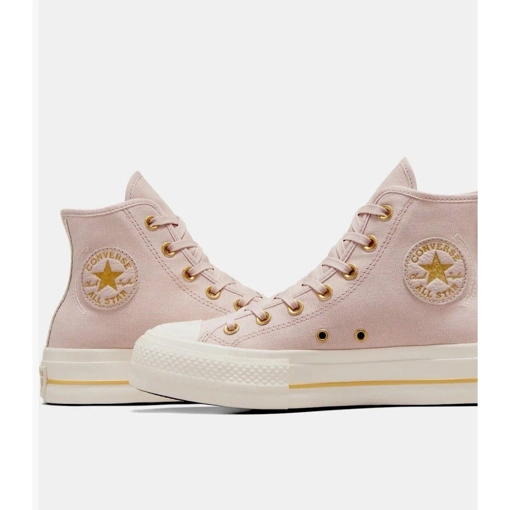 Converse  All Star Lift Platform High  Womens Size 10  Flush Stone/Gold  A10431C
